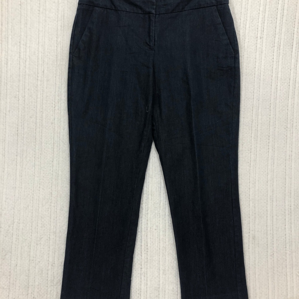 New York & Company Stretch Pants Size 4 Dark Wash Dressy Denim Trouser Side Tab